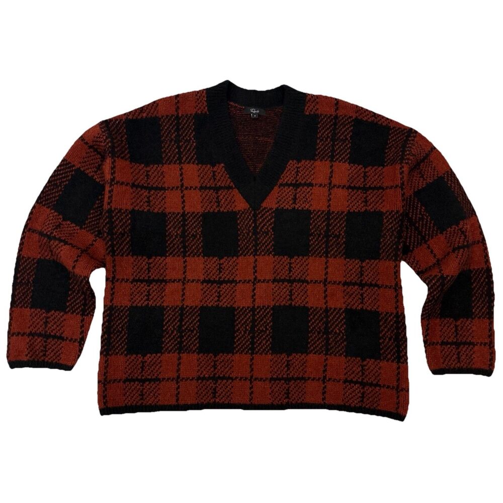 Rails Colleen Rust Black Plaid Wool Blend Sweater… - image 1